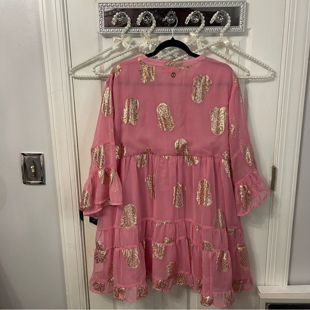 Simply Southern Pink Dress With Gold Pineapple Accents - Picture 6 of 9